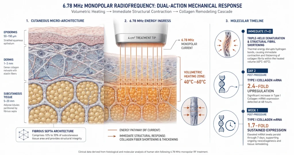 The Molecular Architecture of Skin Tightening: How 6.78 MHz Monopolar Radiofrequency Modulates Collagen Gene Expression